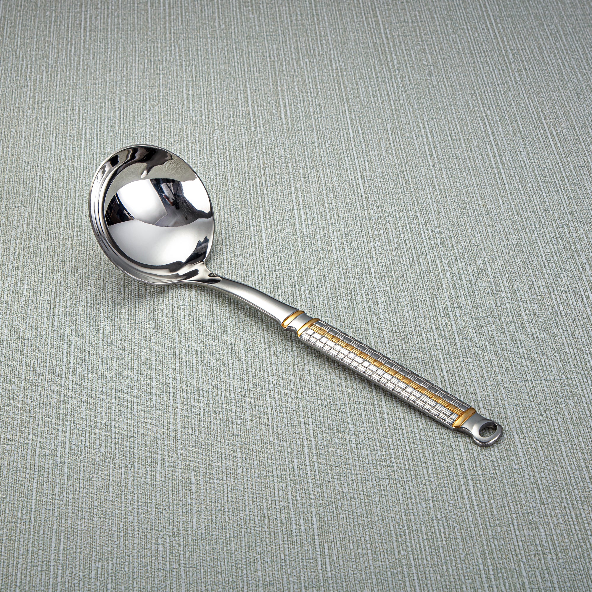 Almarjan Stainless Steel Soup Ladle Small Silver & Gold - CUT0010300