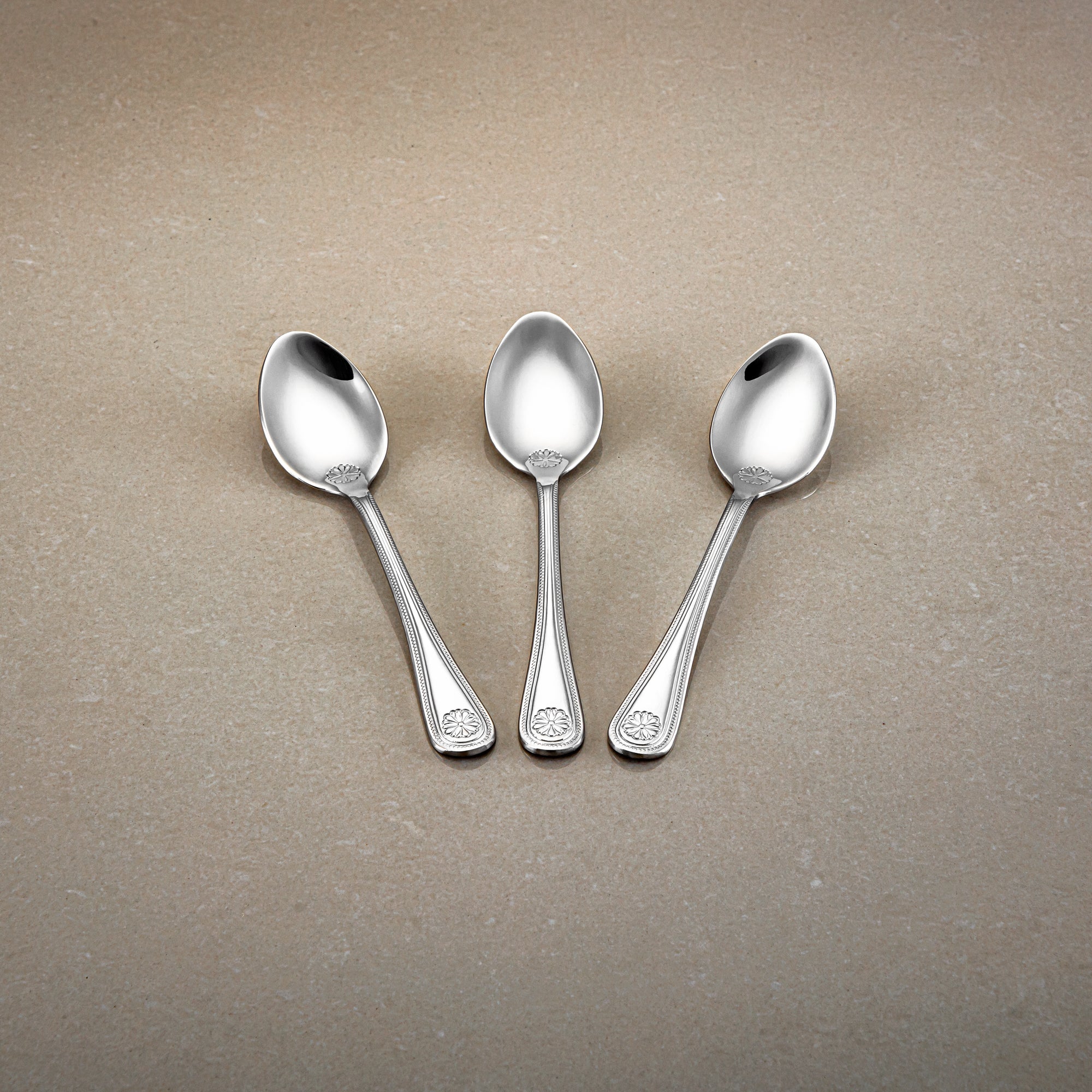 Almarjan Tea Spoon Set 3 Pieces, Stainless Steel, Silver (CUT0010363) Elegant Flatware