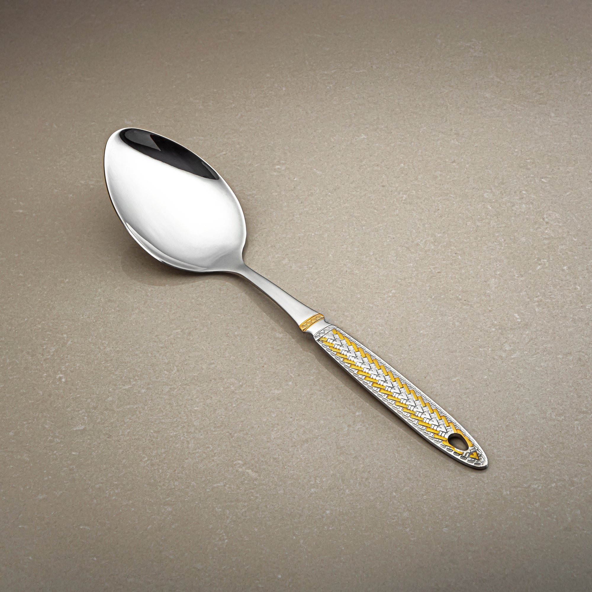 Almarjan Small Pasting Spoon, Stainless Steel, Silver & Gold (CUT0010493) Elegant Flatware