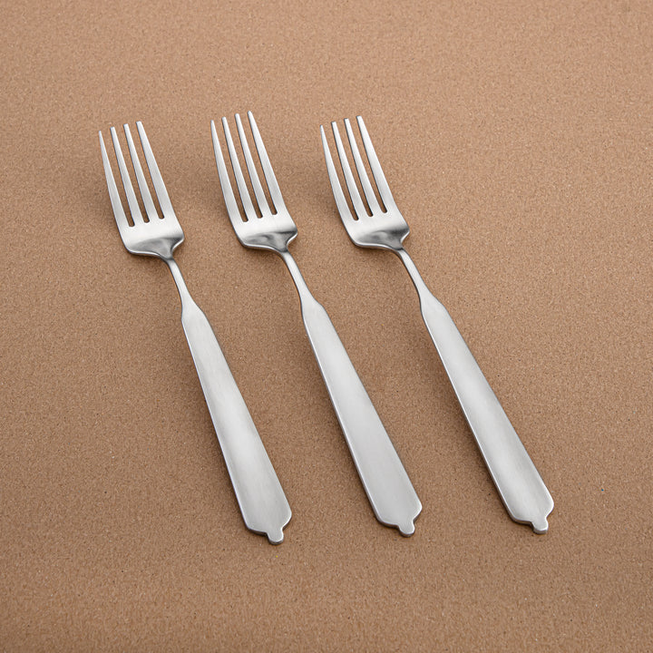 Almarjan 3-Piece Stainless Steel Dinner Fork Set – Matt Finish, Silver CUT1620036