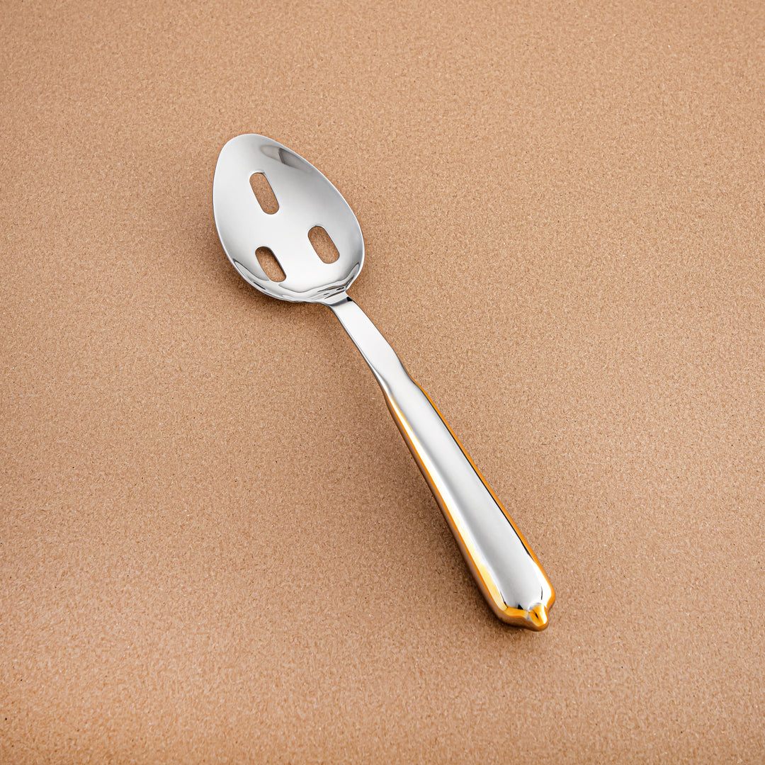 Almarjan Stainless Steel Slotted Spoon – Mirror Finish, Silver & Gold CUT1620062