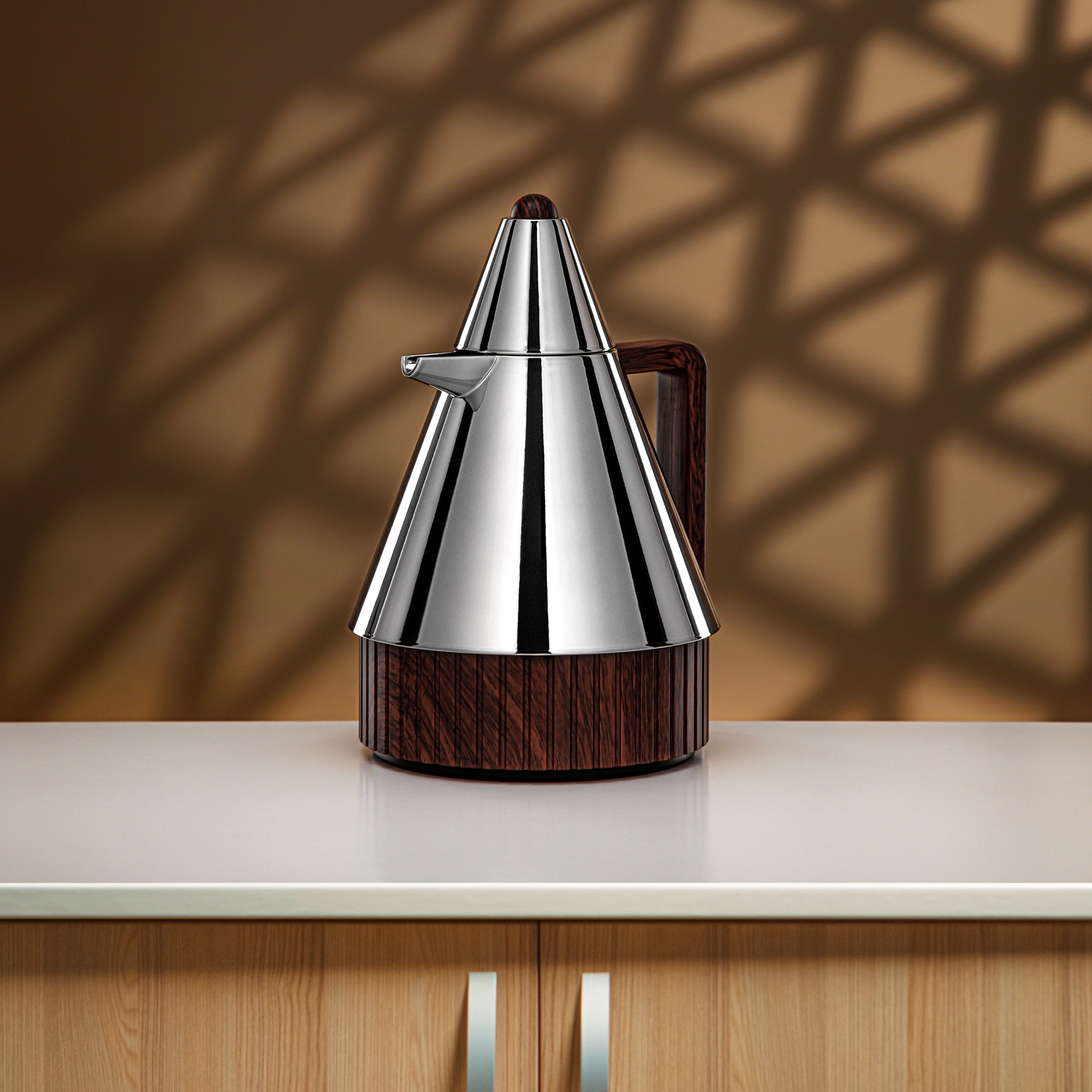 Almarjan Vacuum Flask Set 1L + 1L Silver & Dark Wood