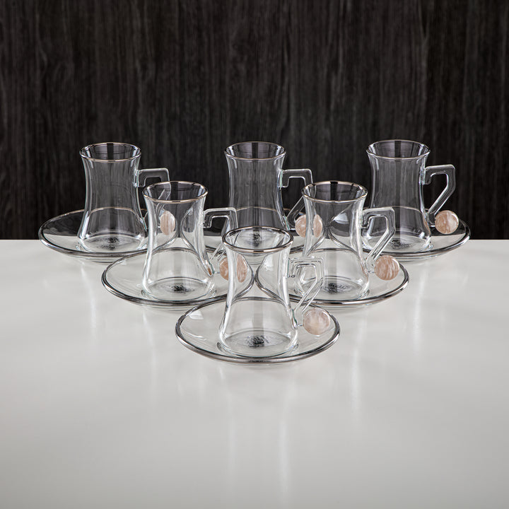 Almarjan 18 Pieces Borosilicate Glass Tea Set - FB803-18 PBG/C