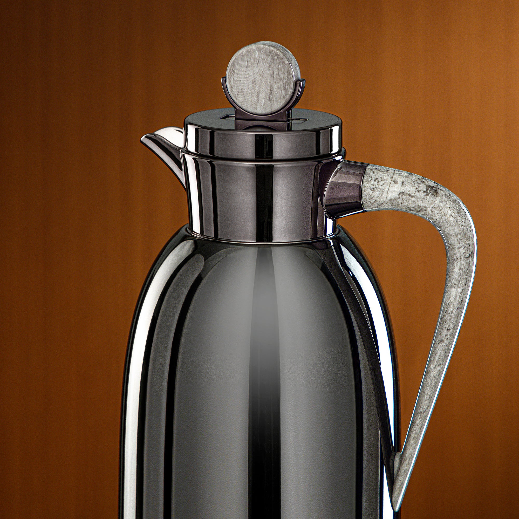 Almarjan Vacuum Flask Set 2 Pieces 1L & 1.3L Gun Black & Marble