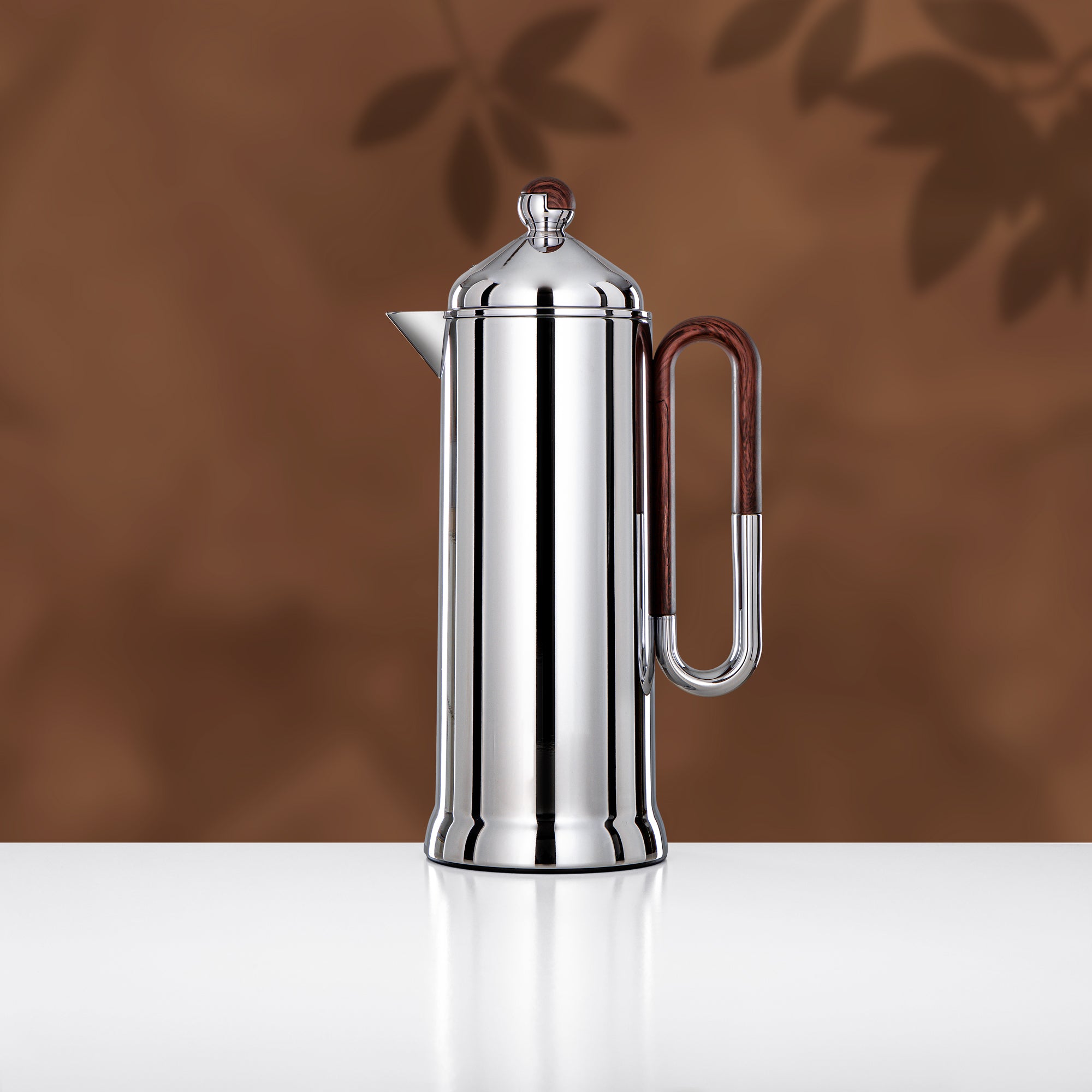 Almarjan 2 Pieces Vacuum Flask Set, Silver & Dark Wood