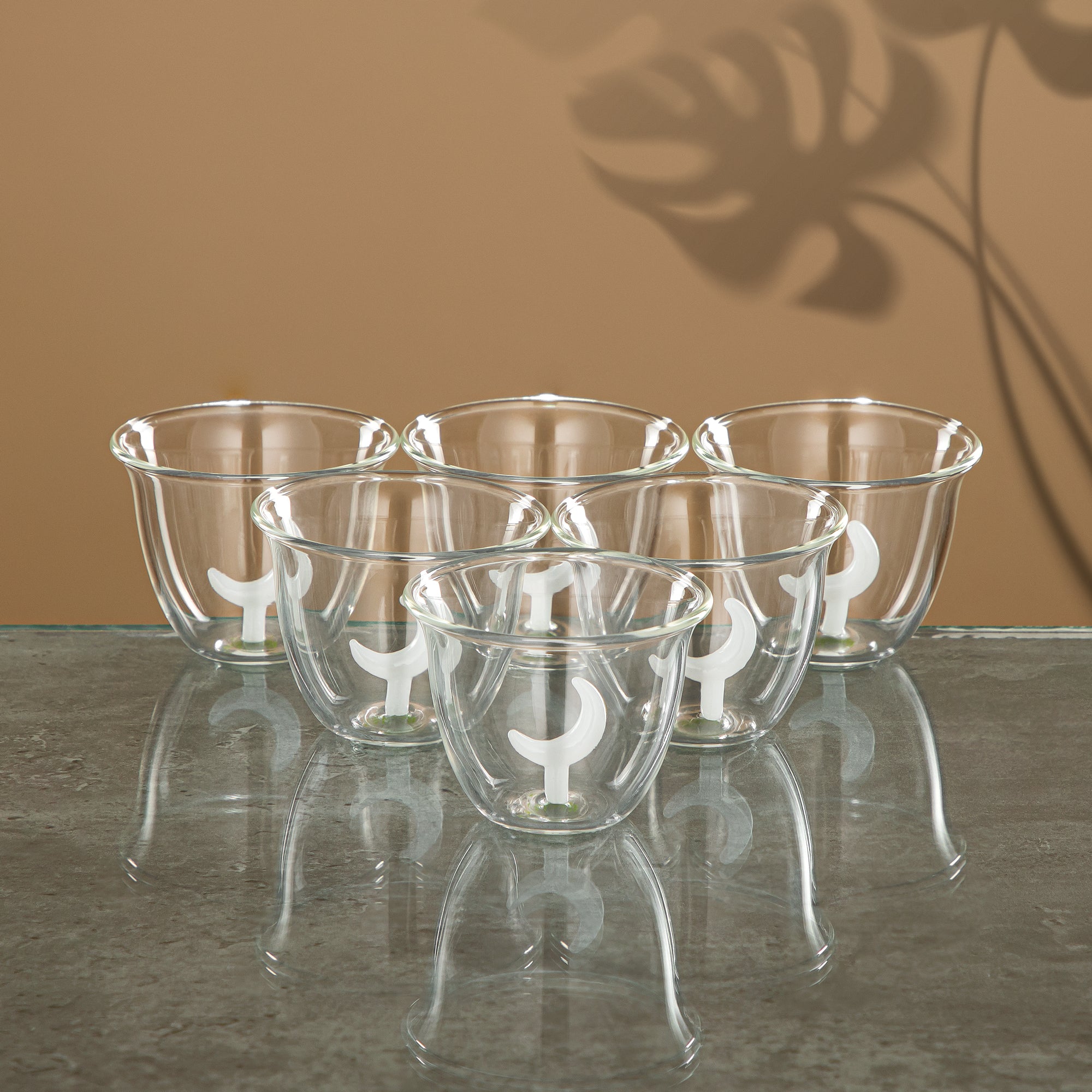 Almarjan Tea & Coffee Set 18 Pieces, Borosilicate Glass, Clear & Frost (GLS0010173) - Moonrise Collection