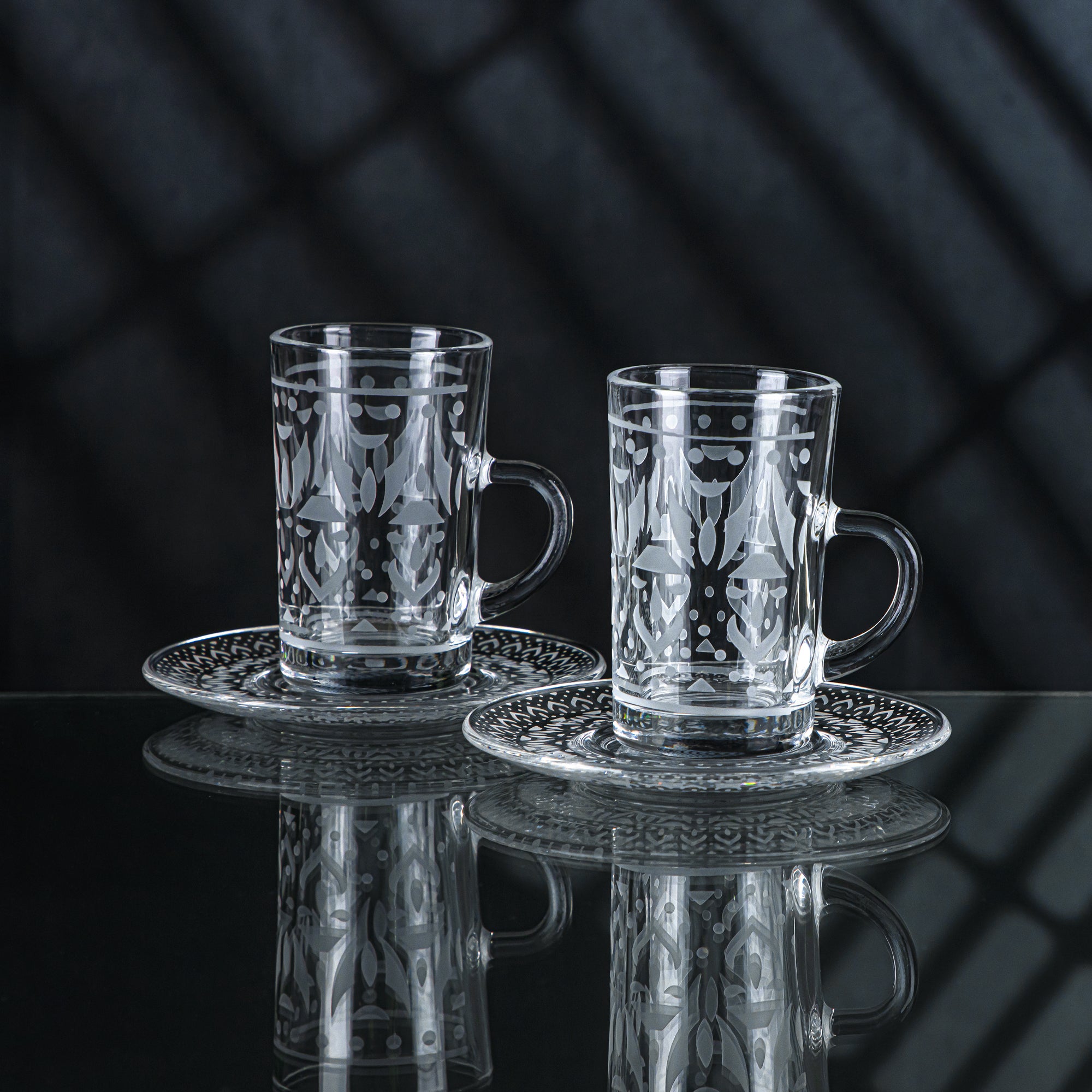 Almarjan 6 Pieces Folk Collection Glass Tea Cup - GLS2630002