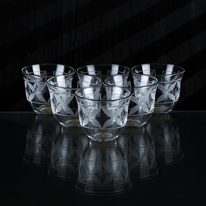 Almarjan 6 Pieces Crave Collection Glass Cawa Cup With Silver Rim - GLS2630043