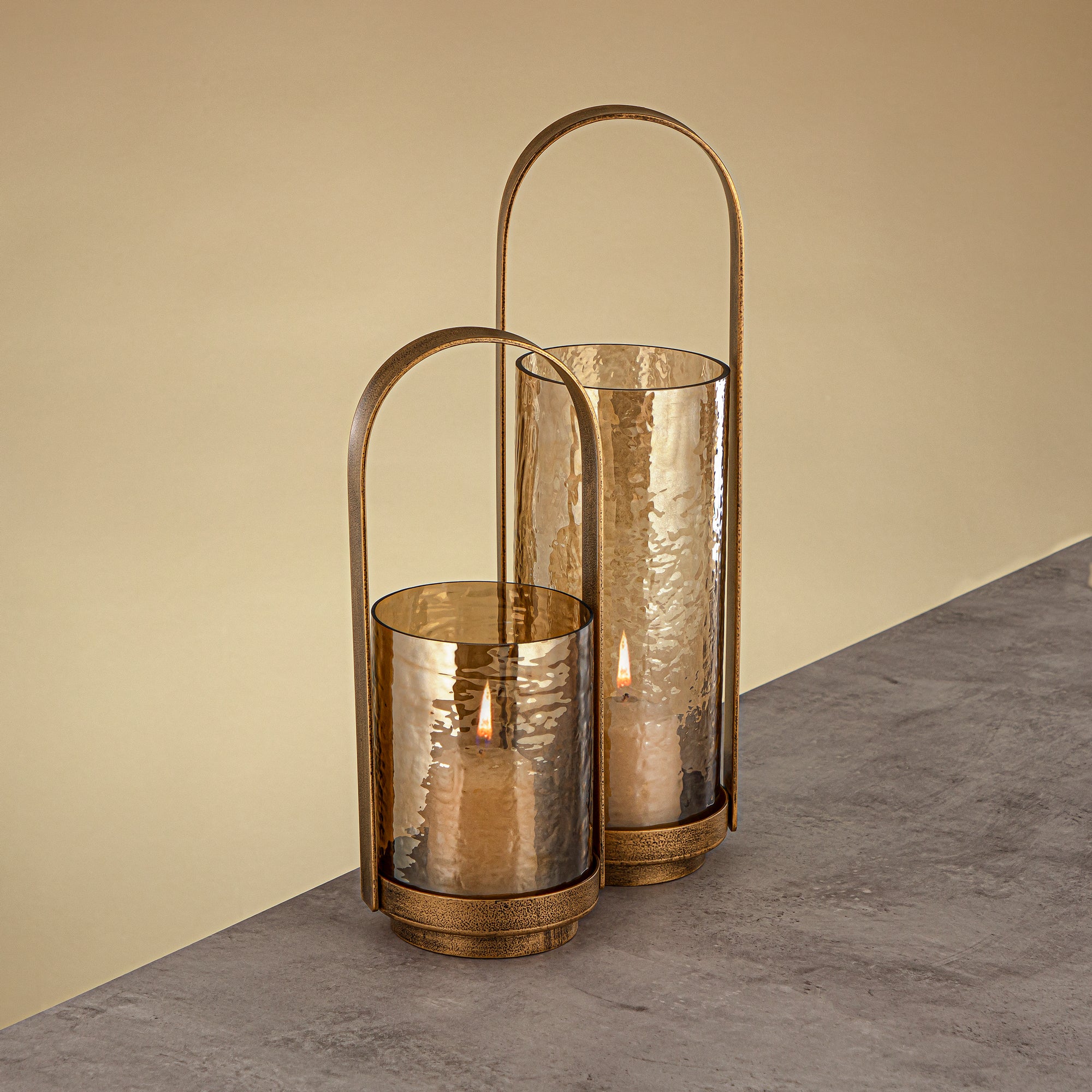 Almarjan Hurricane Lantern 32cm Antique Gold