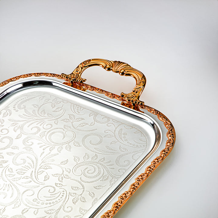 Almarjan 3 Pieces Serving Tray Set Silver & Gold - HT2305005