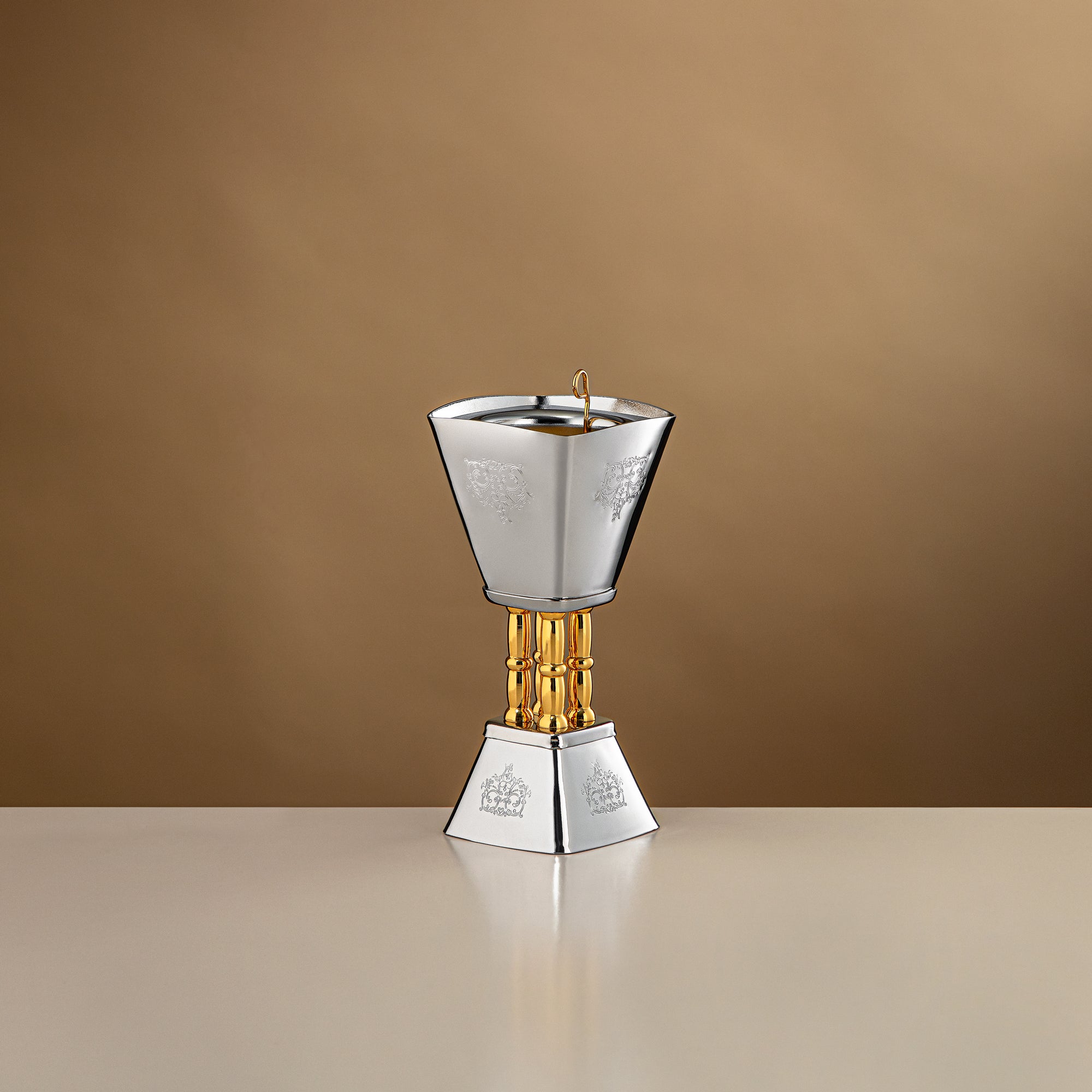 Almarjan 18 CM Incense Burner Shiny Silver & Gold - HT2506074