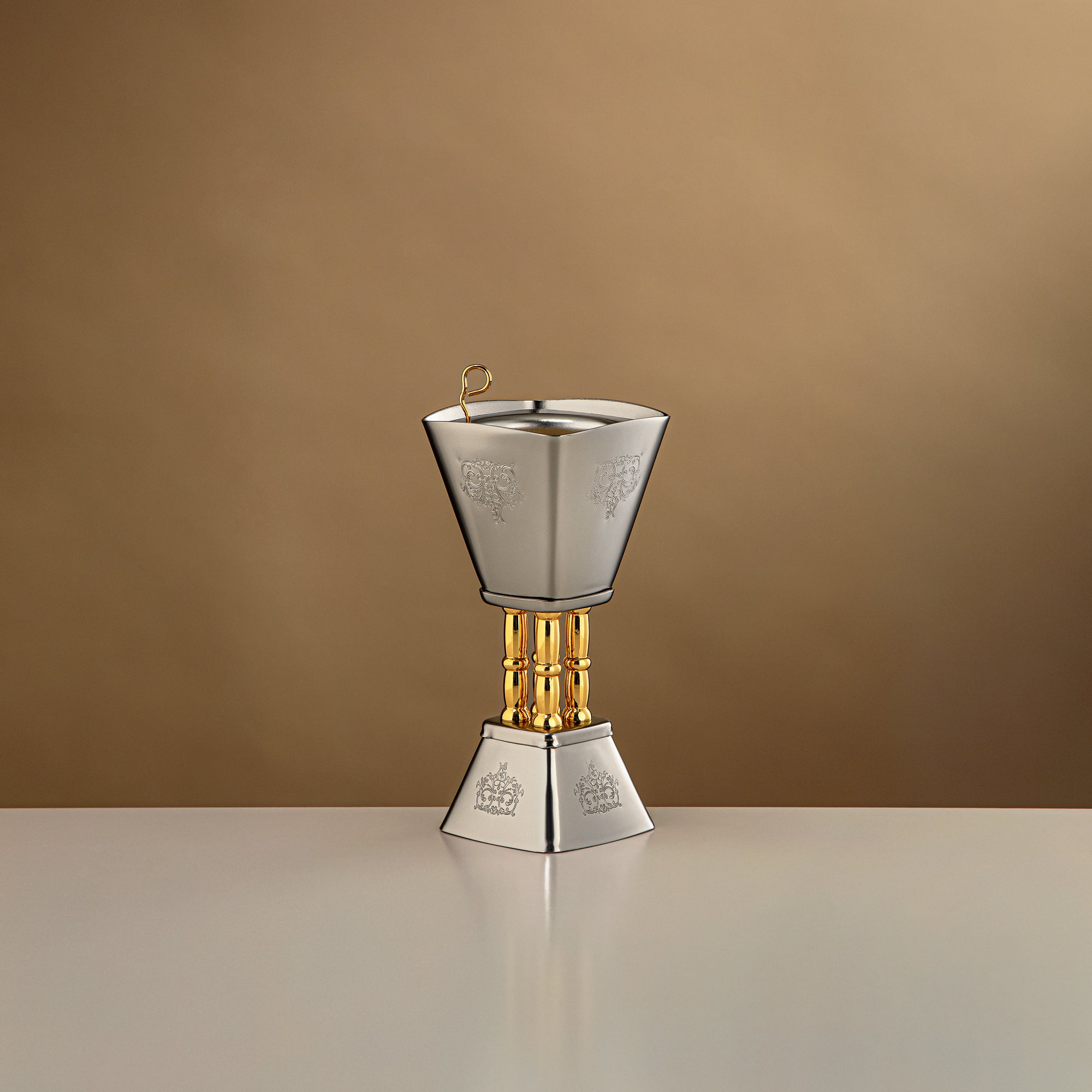 المرجان مبخرة حصيرة 18 سم نيكل وذهب - HT2506078