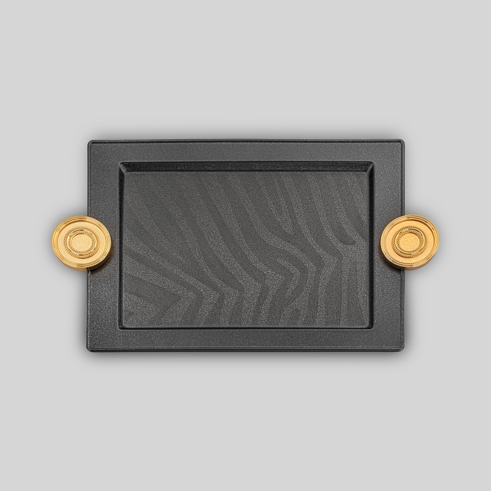 Almarjan Serving Tray Set Black & Gold Crackle (3 Pieces)