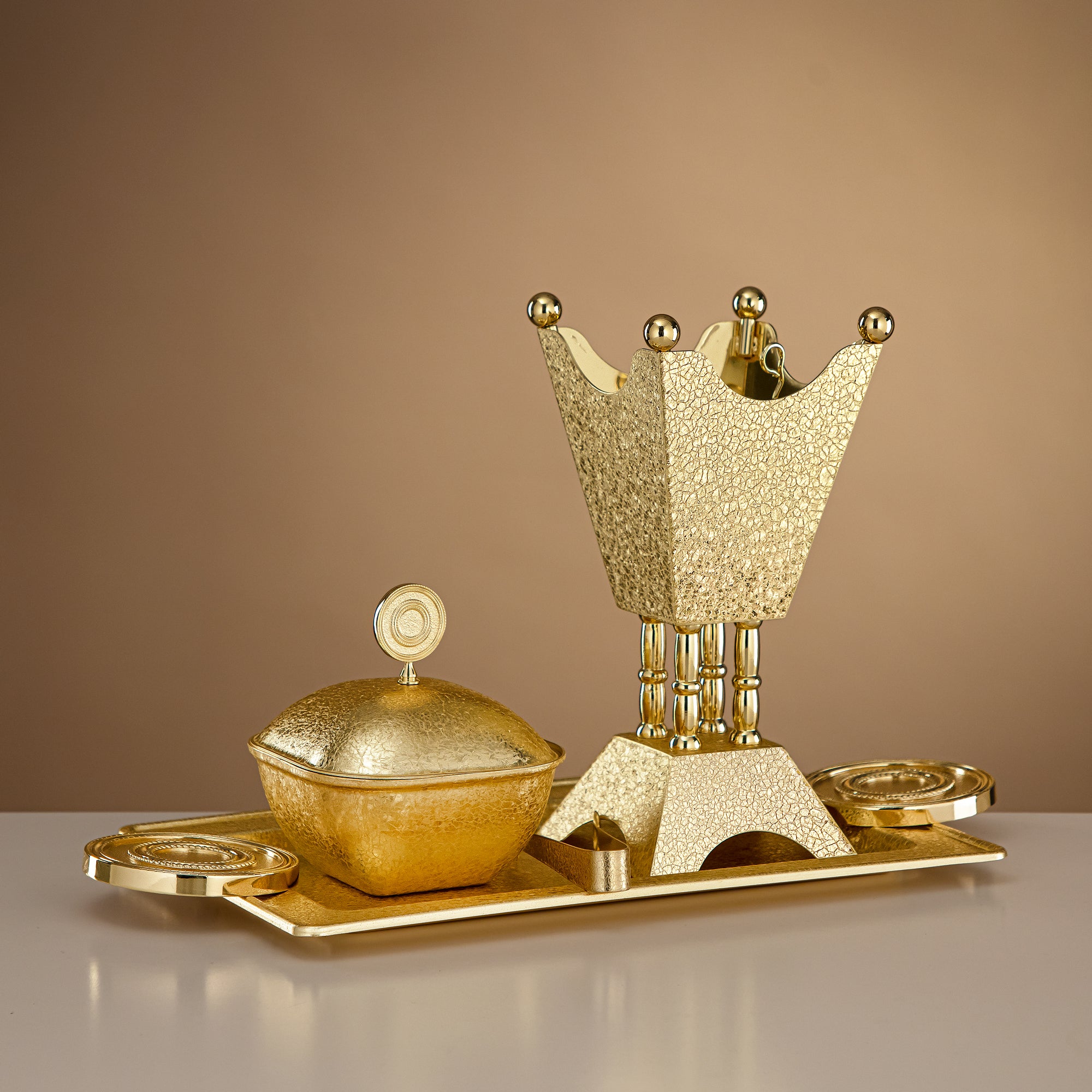 طقم مبخرة المرجان المكون من 3 قطع من النحاس