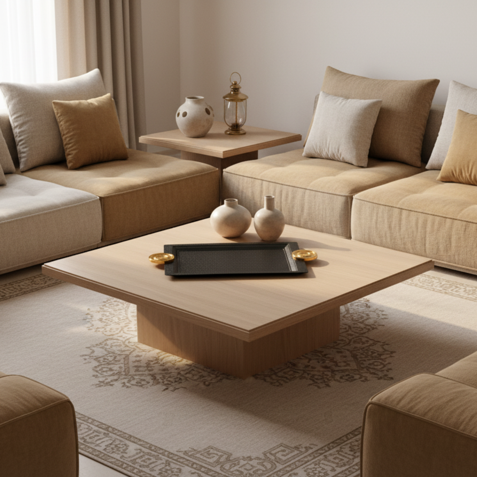 صينية تقديم المرجان 53 سم أسود وذهبي بتصميم متشقق