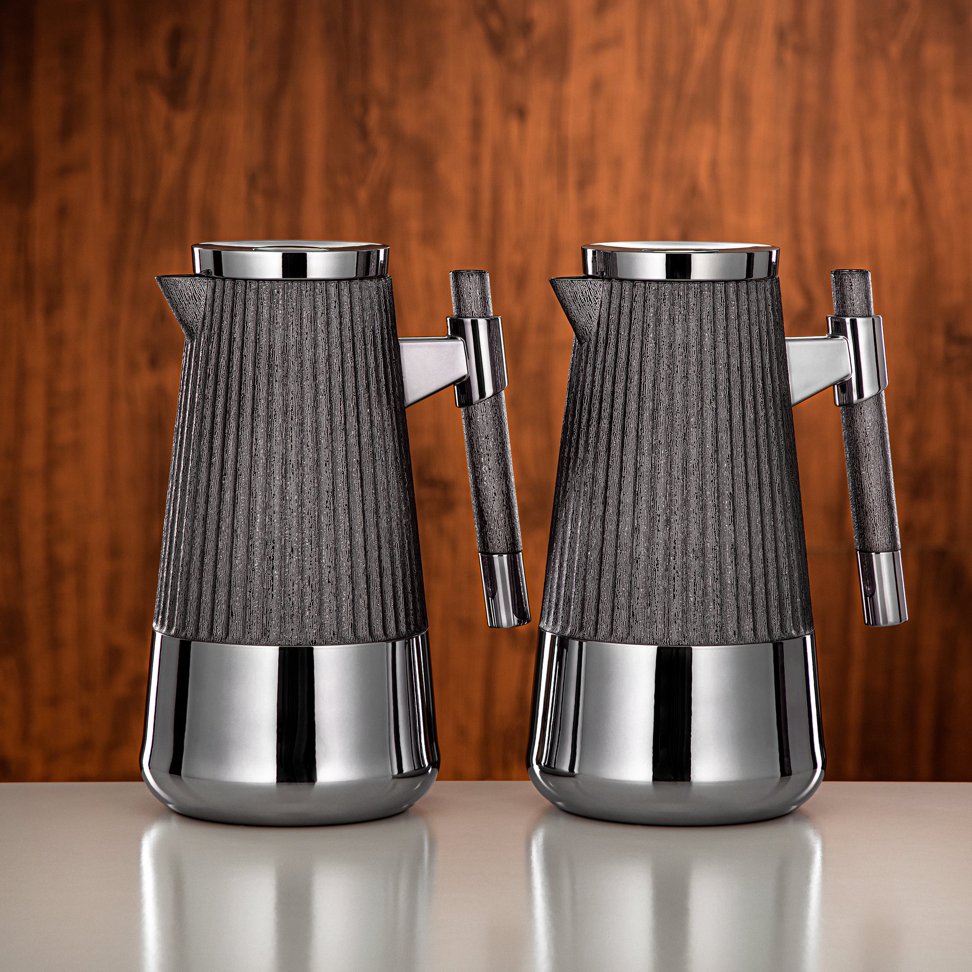 Almarjan Vacuum Flask Set 1L + 1L Gun Black & Silver