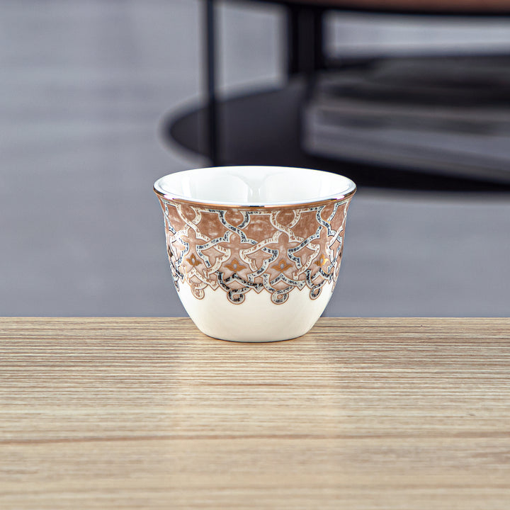 Almarjan 6 Pieces Fonon Collection Porcelain Cawa Cup Set - 2494