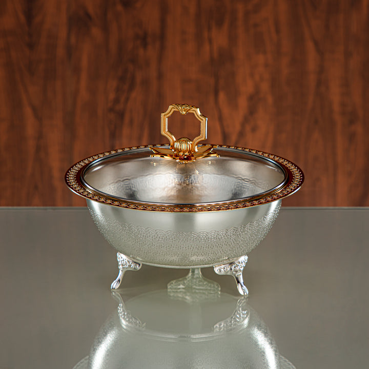 Almarjan Date Bowl 21CM (RBG4432M-SG) - Silver & Golden Glass Cover | Ramadan & Eid