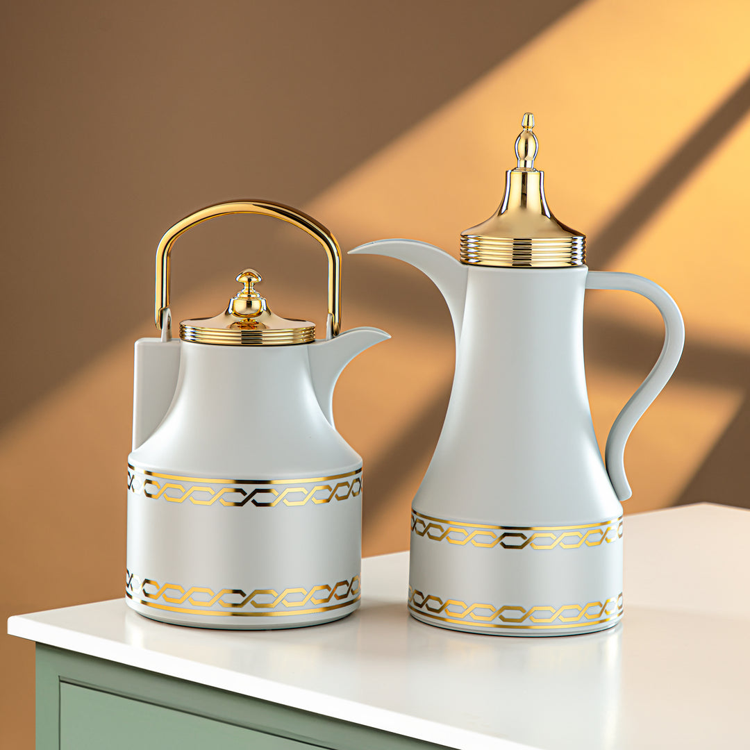 Almarjan 2 Pieces Vacuum Flask Set Light Grey & Gold - SM-2D936AB-100 LG/G