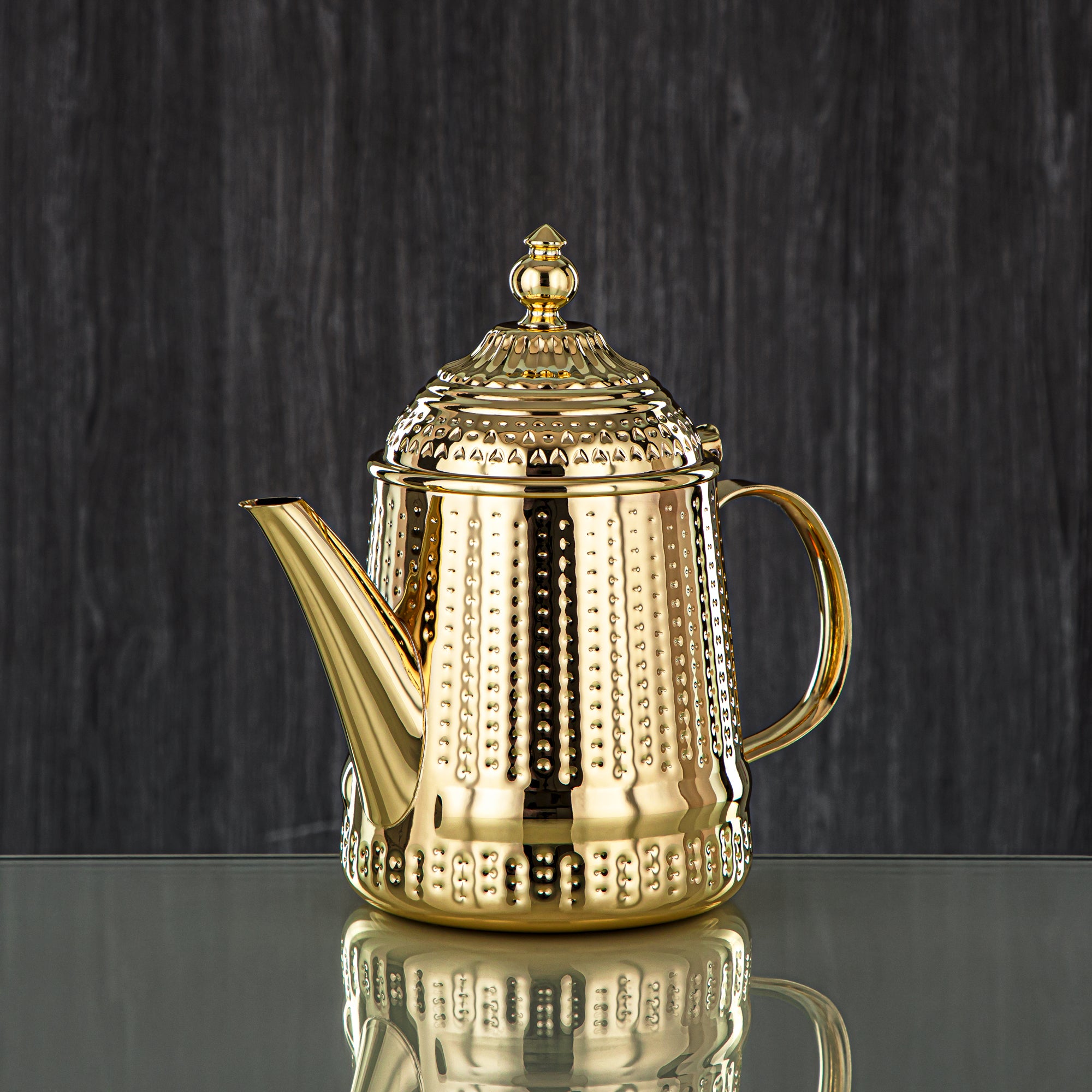 Almarjan 48 Ounce Barari Collection Stainless Steel Teapot Gold - STS0013053