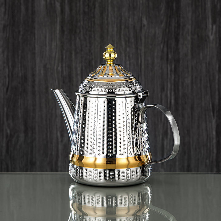 Almarjan 48 Ounce Barari Collection Stainless Steel Teapot Silver & Gold - STS0013058