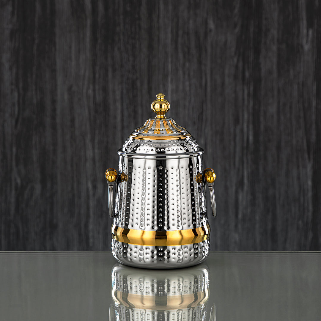 Almarjan 24 Ounce Barari Collection Stainless Steel Canister Silver & Gold - STS0013065