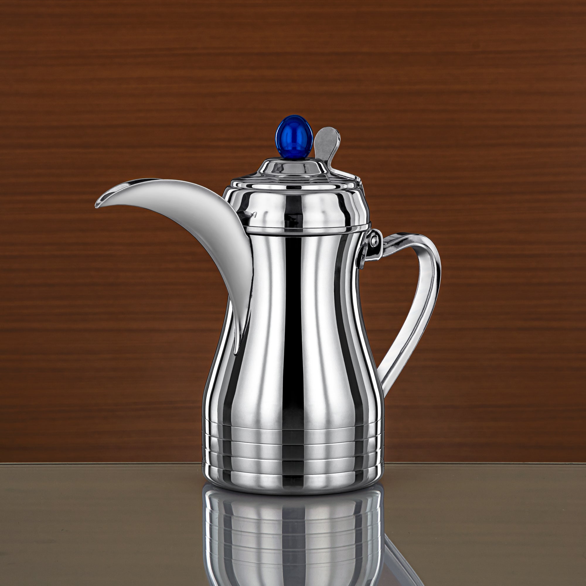 Almarjan 36 Ounce Elegance Collection Stainless Steel Coffee Pot Silver & Blue - STS0013145