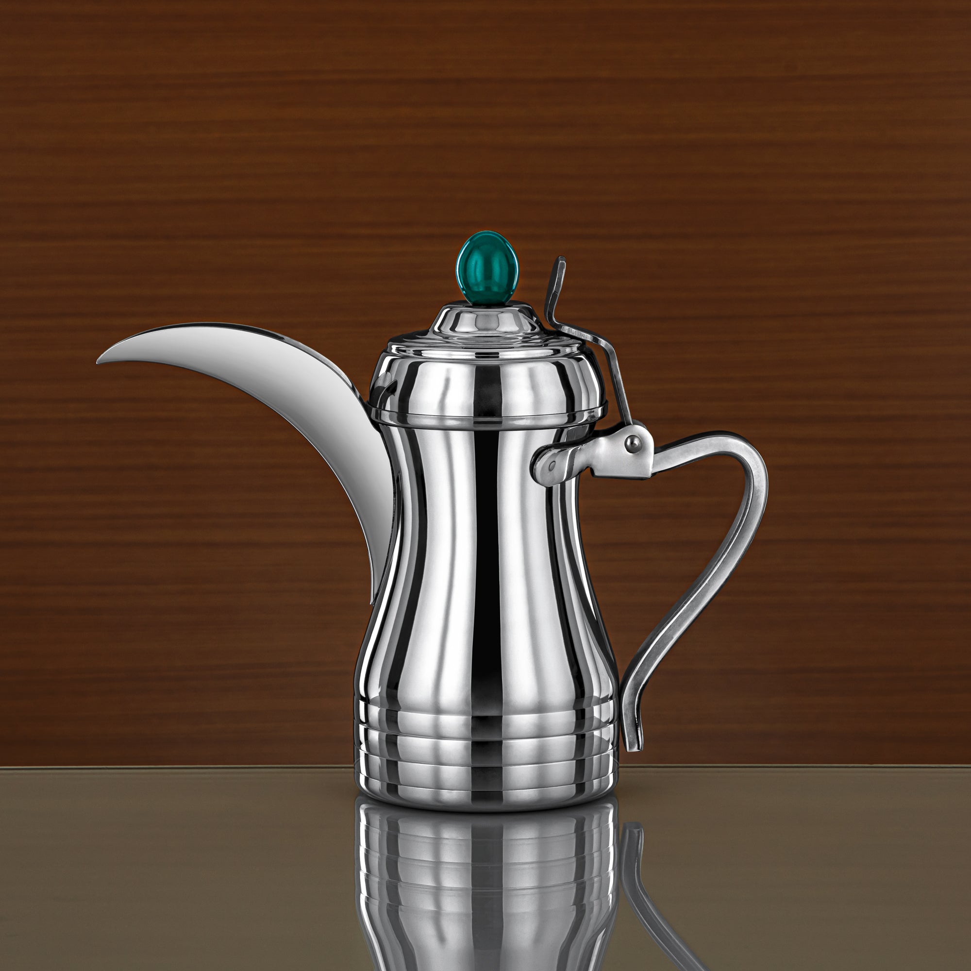 Almarjan 26 Ounce Elegance Collection Stainless Steel Coffee Pot Silver & Green - STS0013150