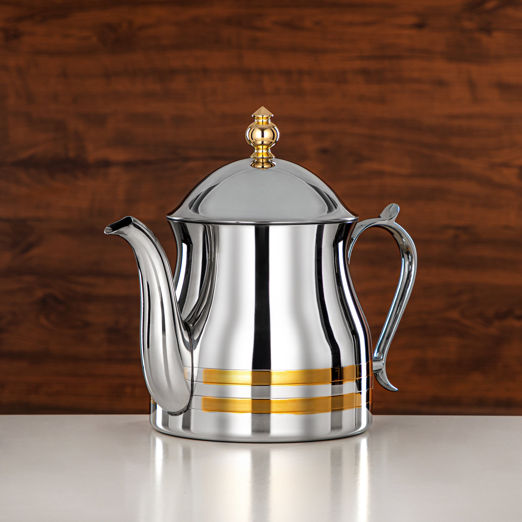 Almarjan Teapot 48oz Silver Gold – Elegance