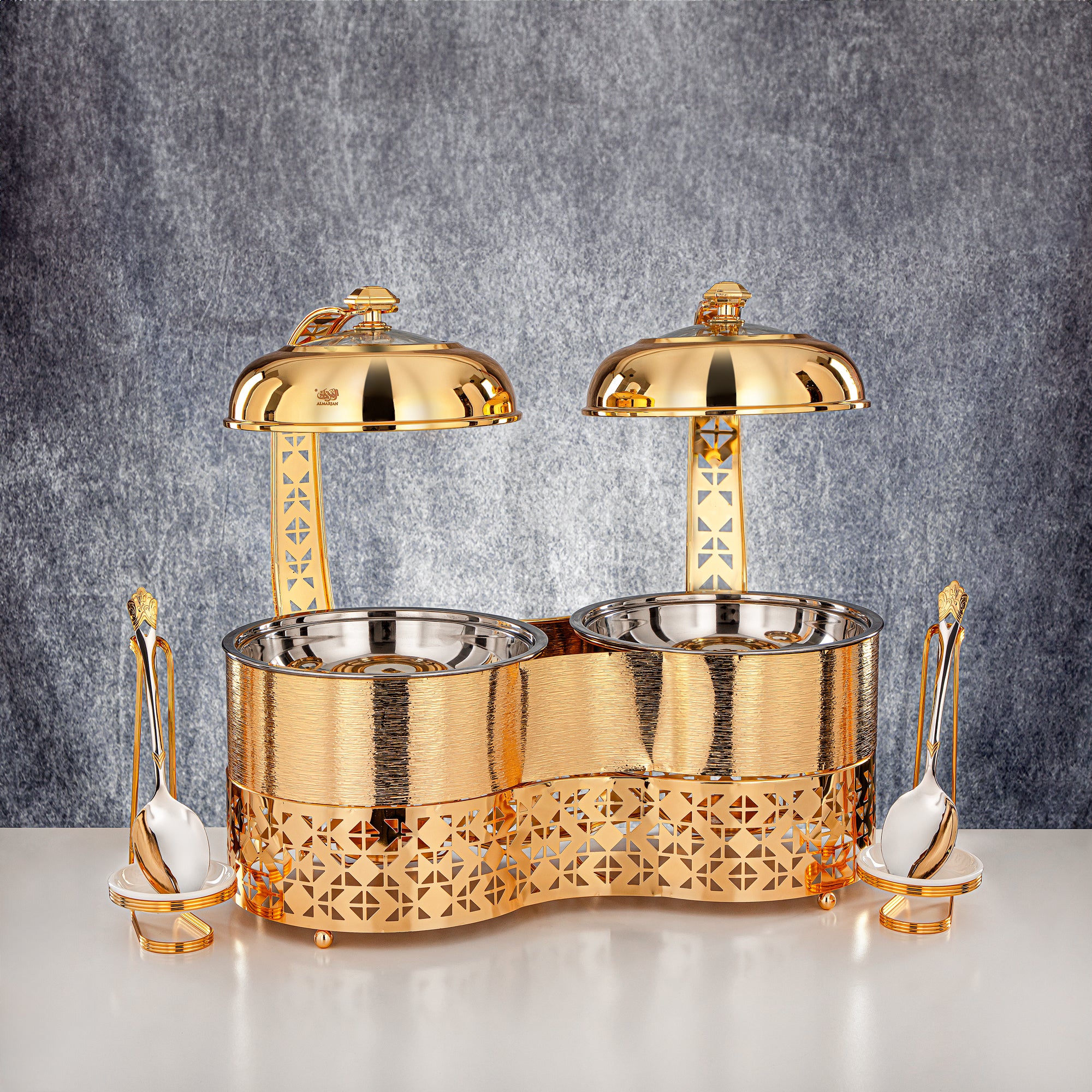 Almarjan 2000 ML + 2000 ML Double Chafing Dish Gold - STS0013344