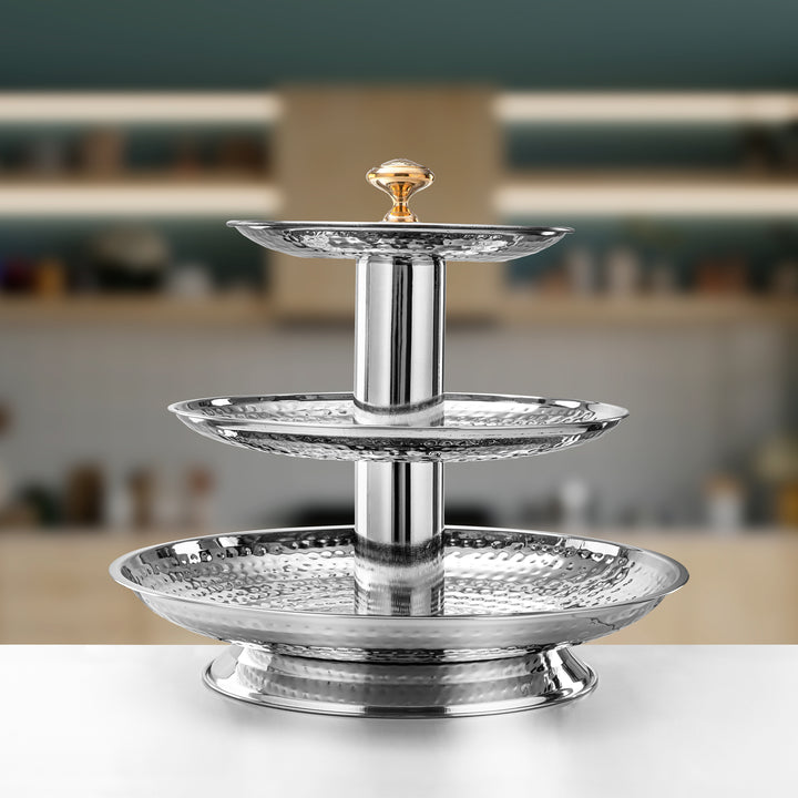 Almarjan 3 Tier Stainless Steel Sweet Stand Silver - STS0200755