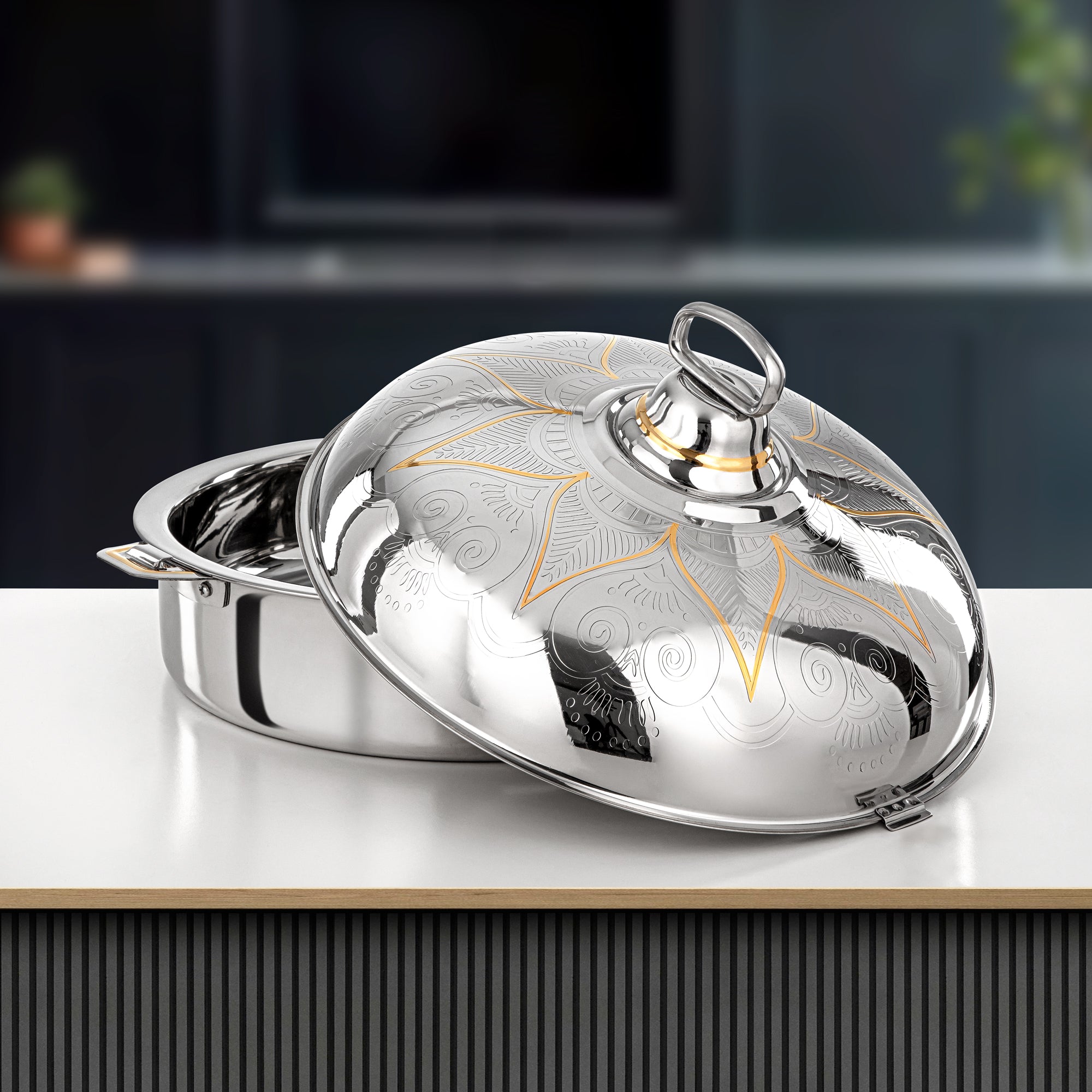 Almarjan Diwan Hot Pot 40cm Silver & Gold