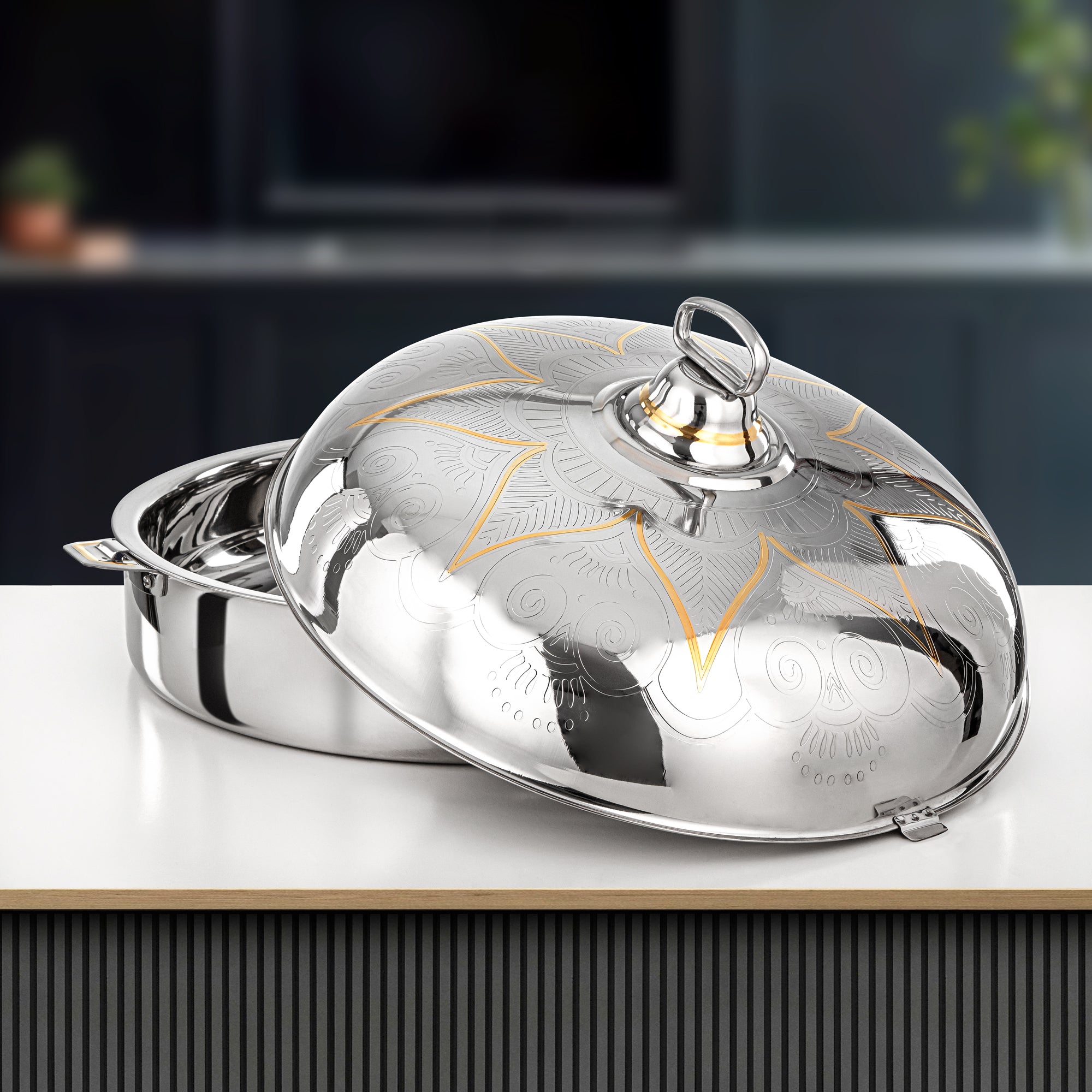 Almarjan Diwan Hot Pot 50cm Silver & Gold