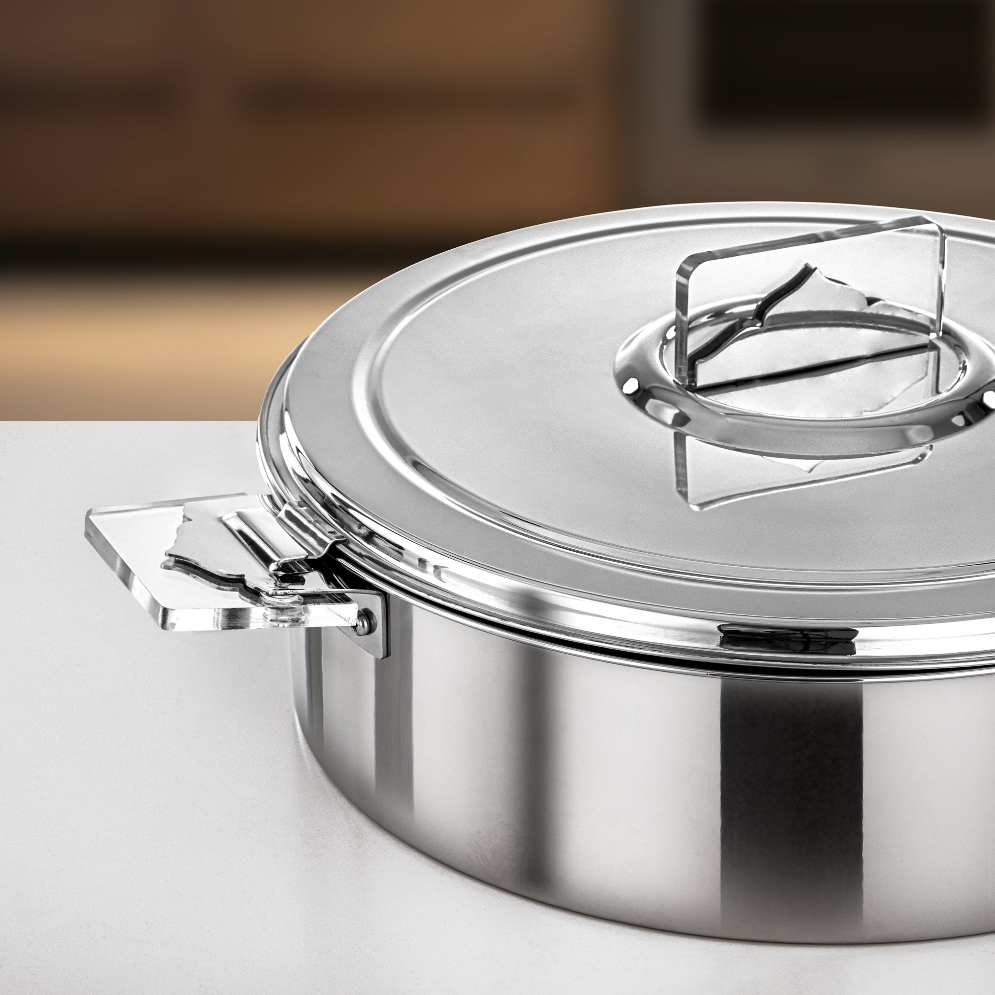 Almarjan Hot Pot Stainless Steel, 40CM (8500ML), Silver (H25P5) - Diana Collection