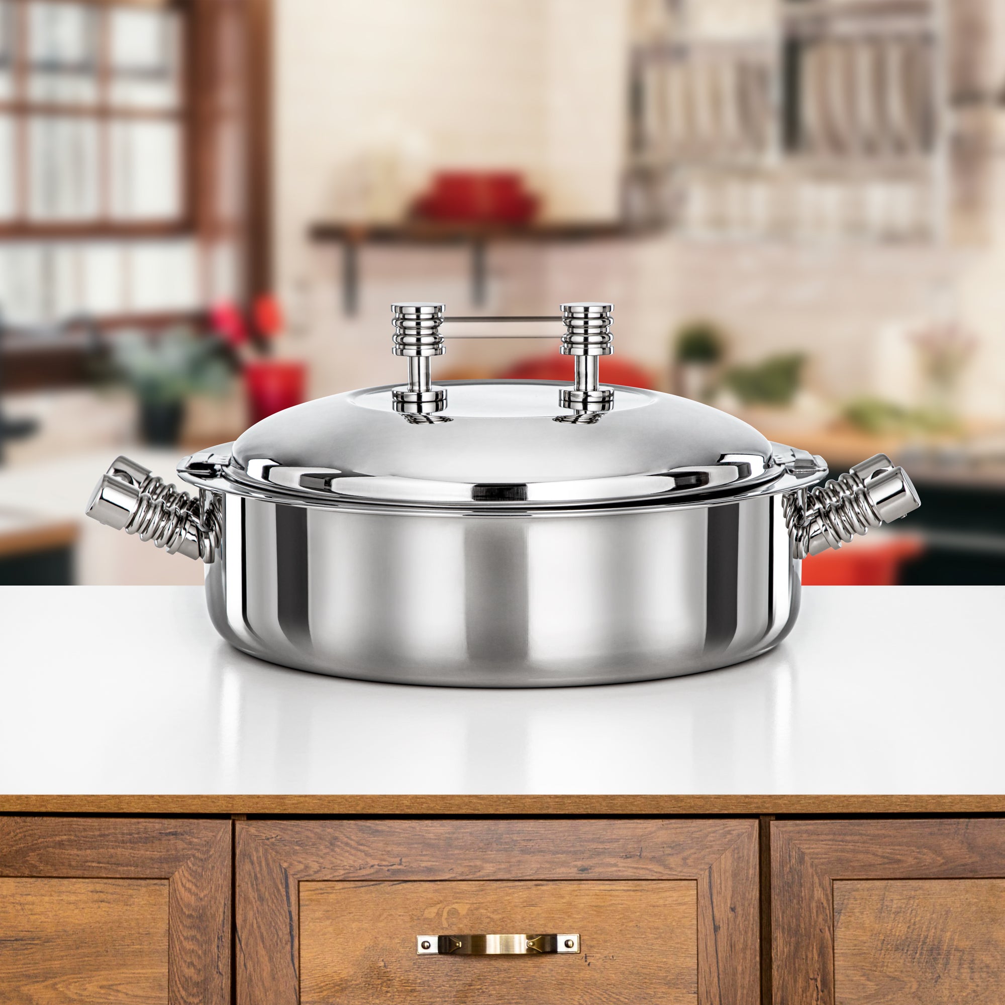 Almarjan Hot Pot Stainless Steel, Silver, Acrylic Handle 35CM (H25P12) - Areej Collection, Ramadan & Eid