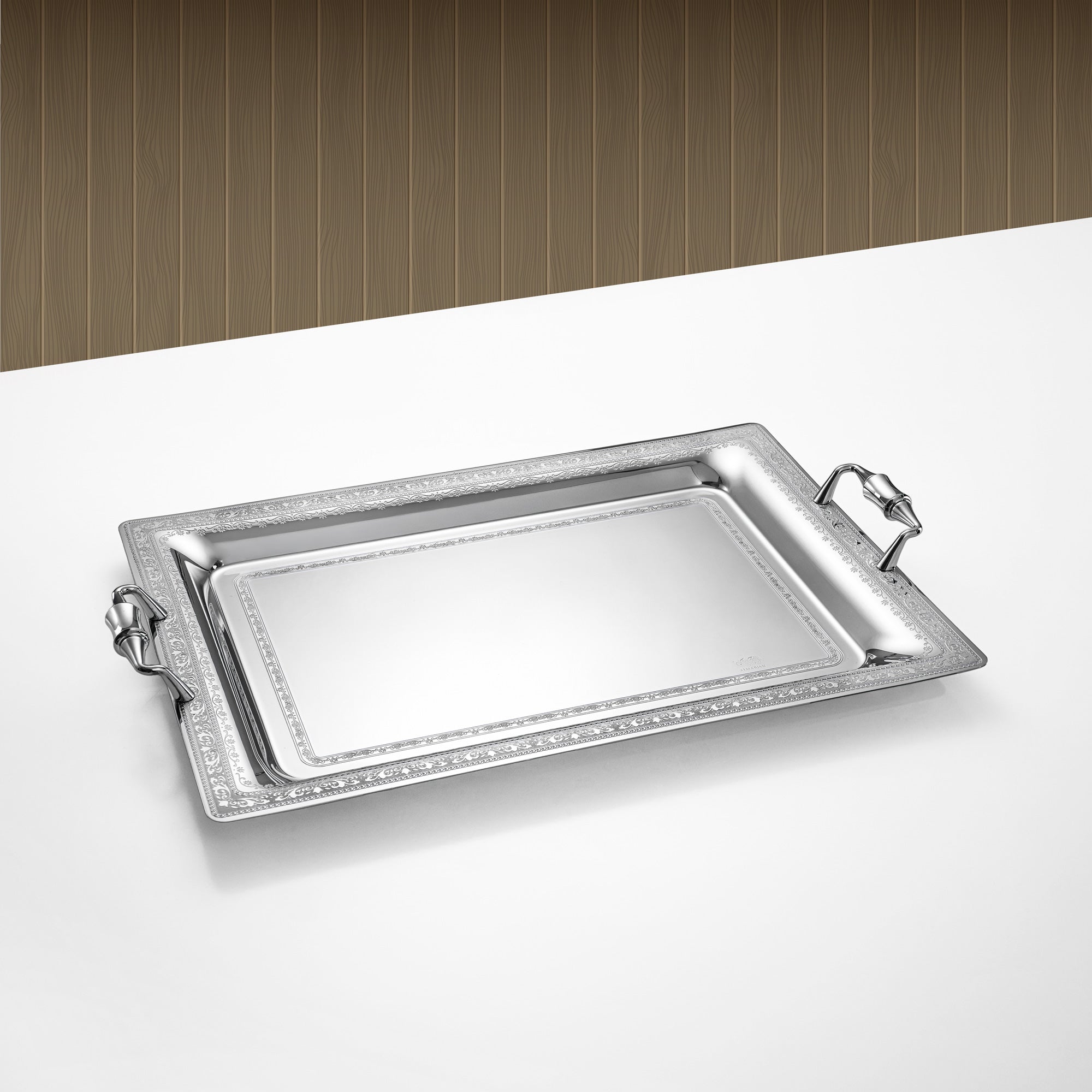 Almarjan Rectangular Serving Tray 50cm Silver