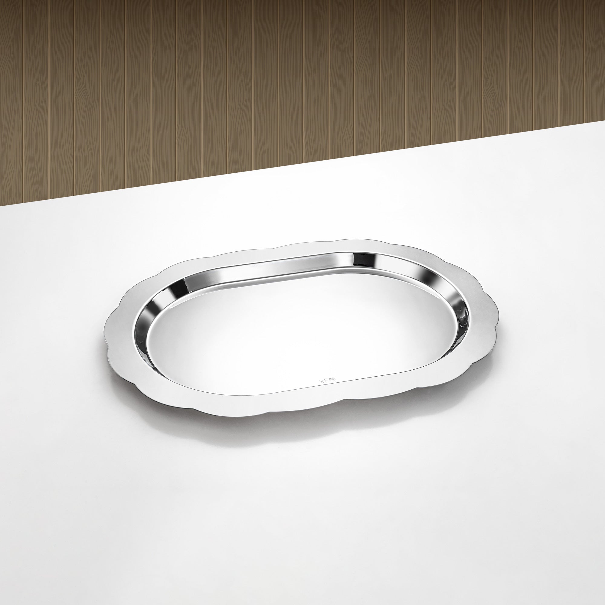 Almarjan Joni Oval Serving Tray 48cm Silver