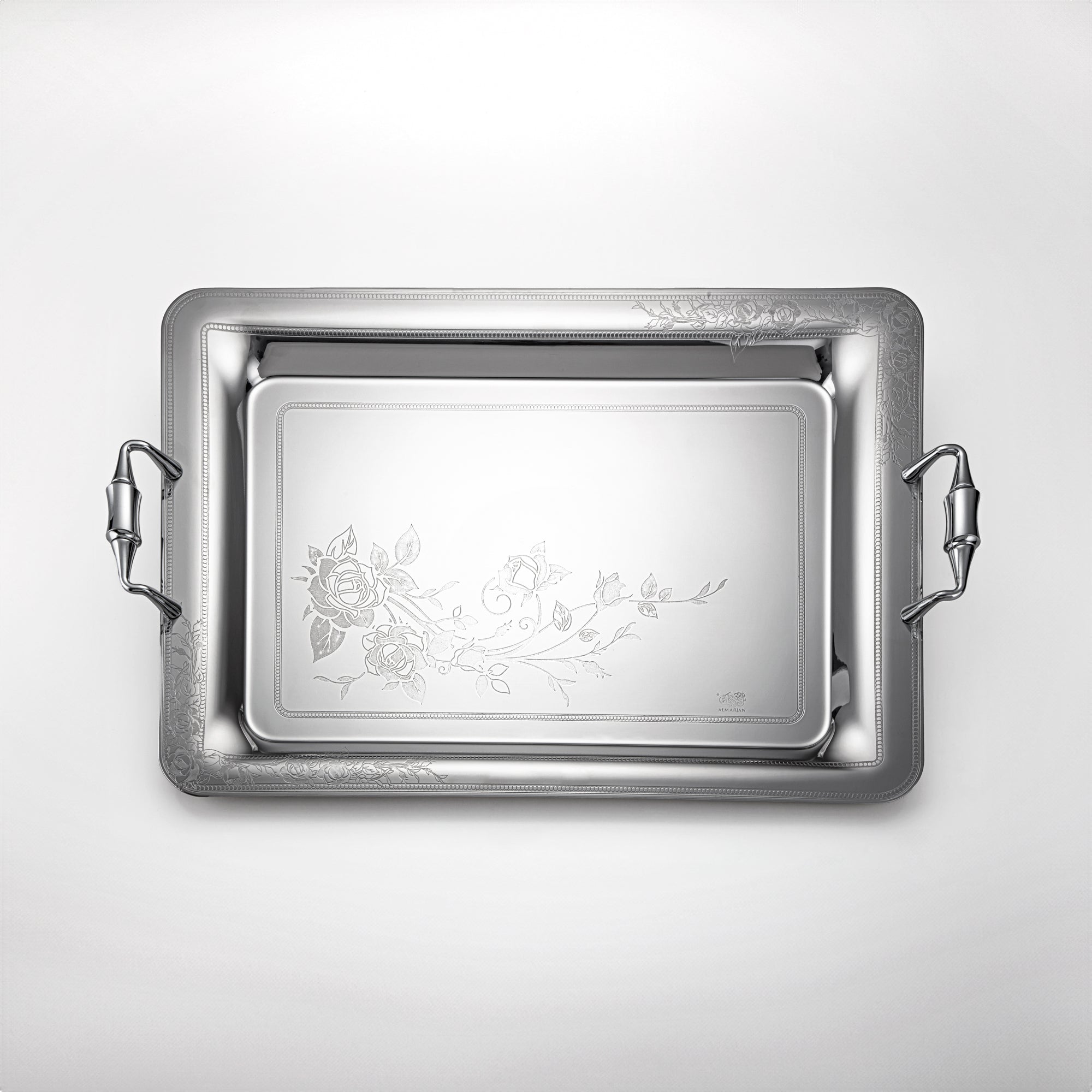 Almarjan 50 CM Lea Collection Stainless Steel Serving Tray Silver - STS2051268