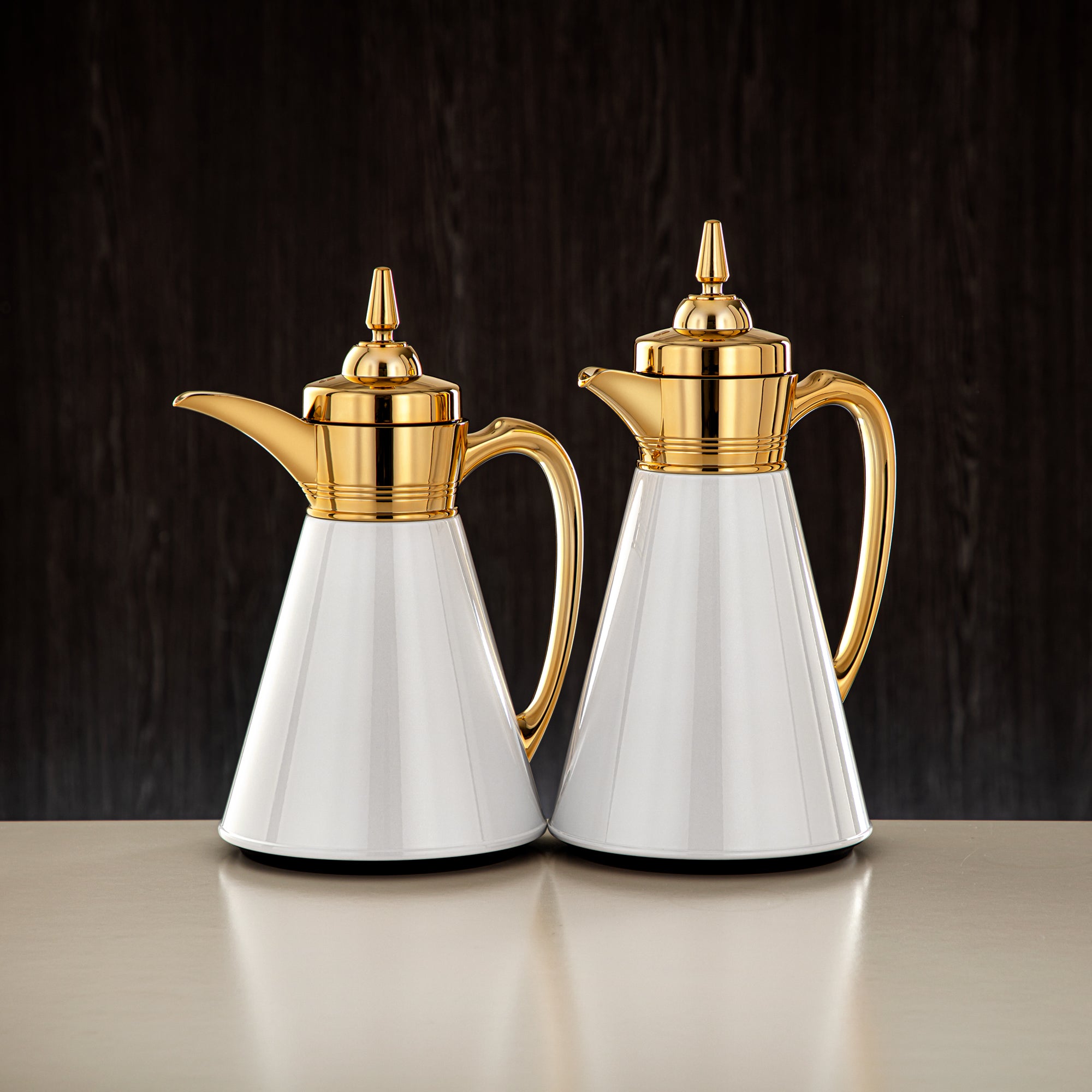 Almarjan Vacuum Flask Set, 0.7L + 1L, White & Gold (UBC-A0700/B1000 Q1ZC95) - Ramadan Serveware