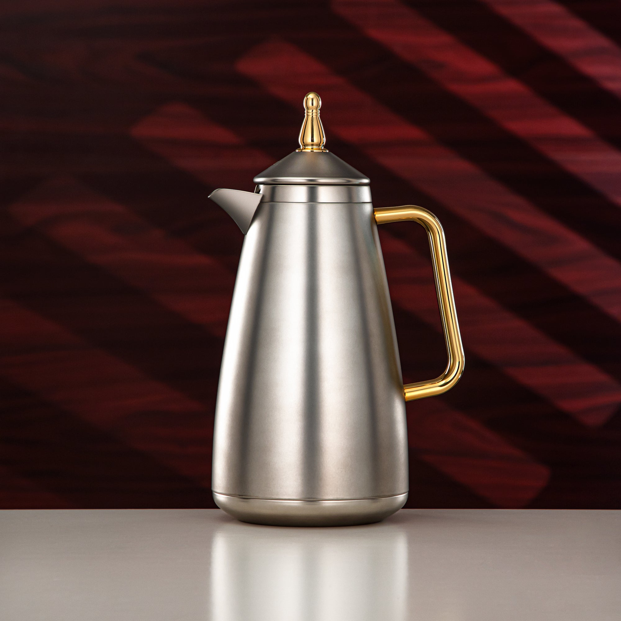 Almarjan Vacuum Flask Set 1L + 1L Matte Silver & Gold