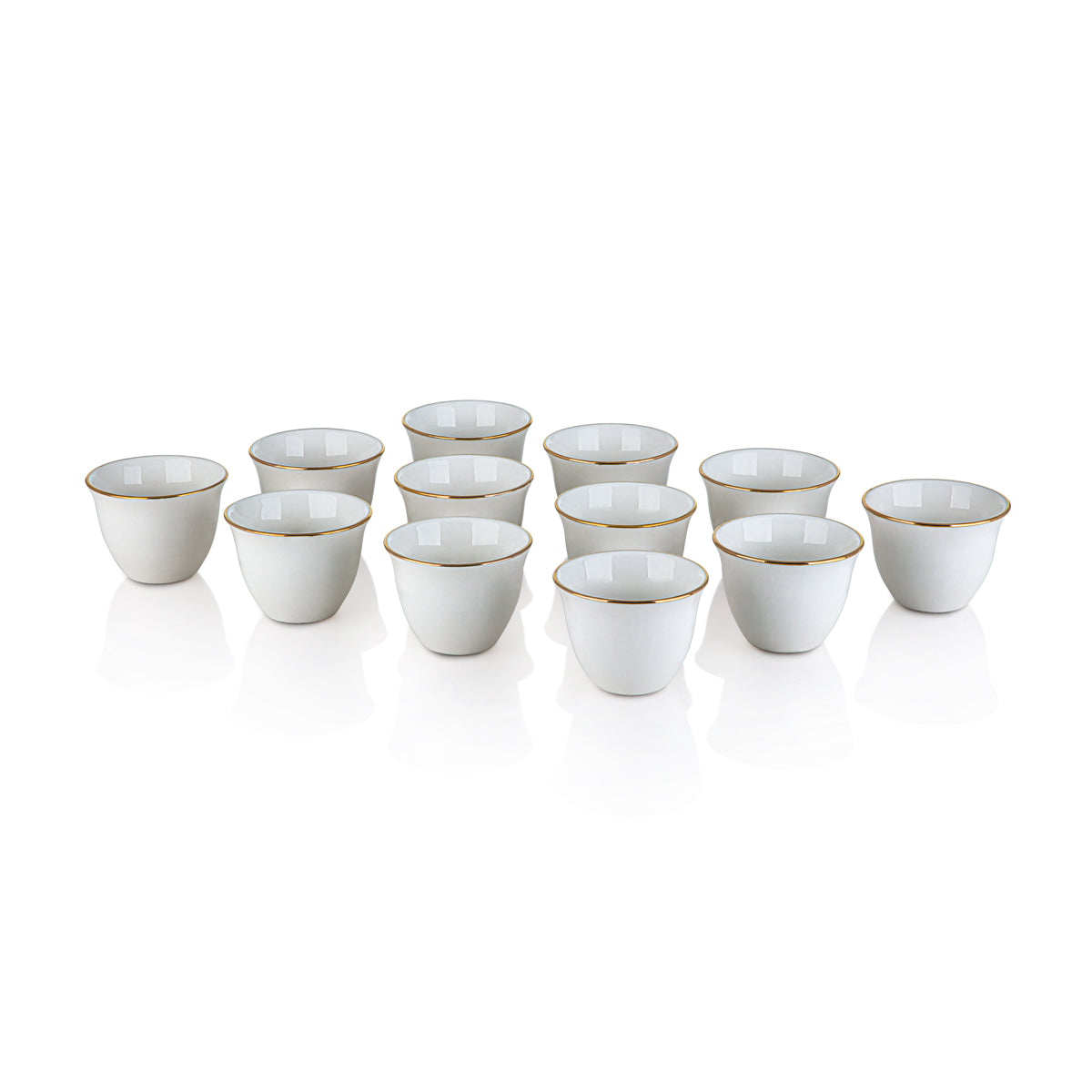 Almarjan 12 Pièces Tasses Cawa En Porcelaine Avec Bord Doré - PAS0010009