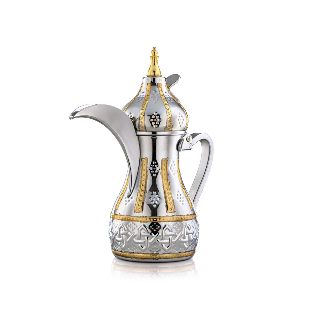 Almarjan 0.75 Liter Sahara Collection Stainless Steel Dallah Silver & Gold - STS0010979