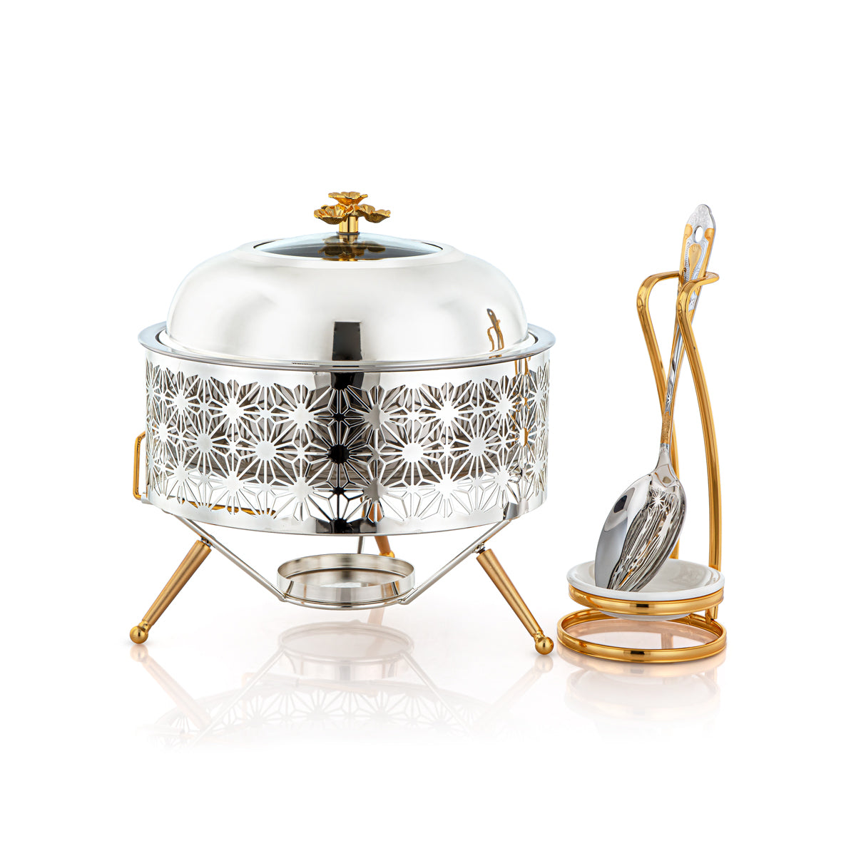 Almarjan 2000 ML Chafing Dish Avec Cuillère Argent &amp; Or - STS0012908