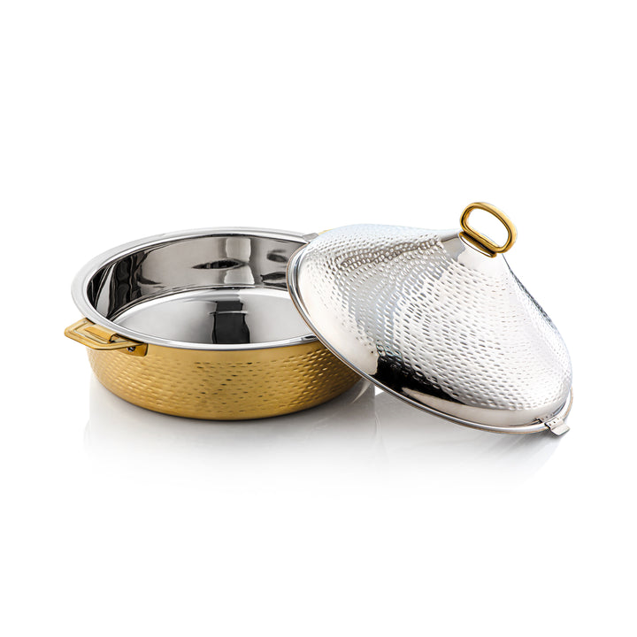 Almarjan 35 CM Abeer Collection Stainless Steel Hot Pot Silver & Gold - H21MG53 Lock