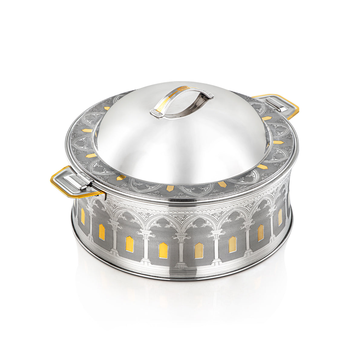 Almarjan 35 CM Reem Collection Stainless Steel Hot Pot Silver & Gold - H22EPG6