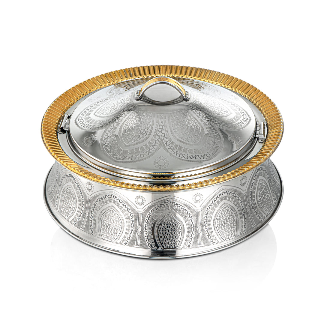 Almarjan 30 CM Collection Afrah Marmite Inox Argent &amp; Doré - Serrure H22EPG1