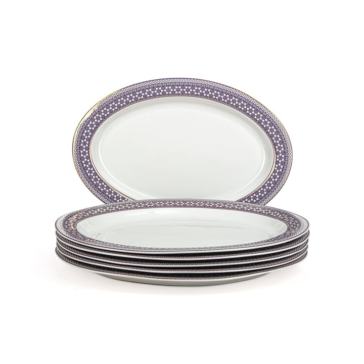 Almarjan 6 Pieces 12 Inch Oval Plate Set - SX-015