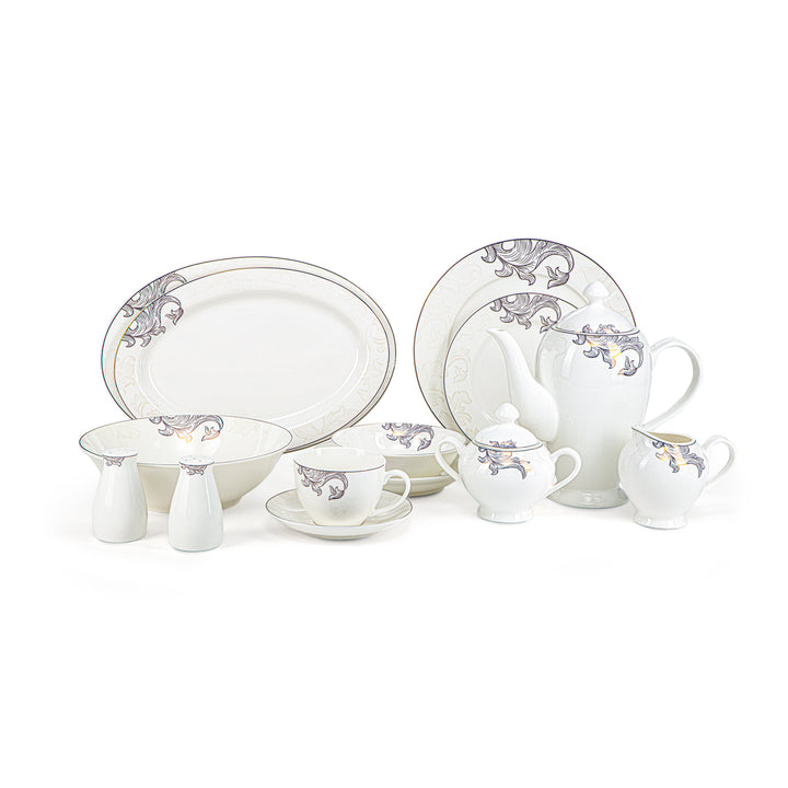 Service de table en porcelaine tendre 46 pièces Almarjan - SX-017