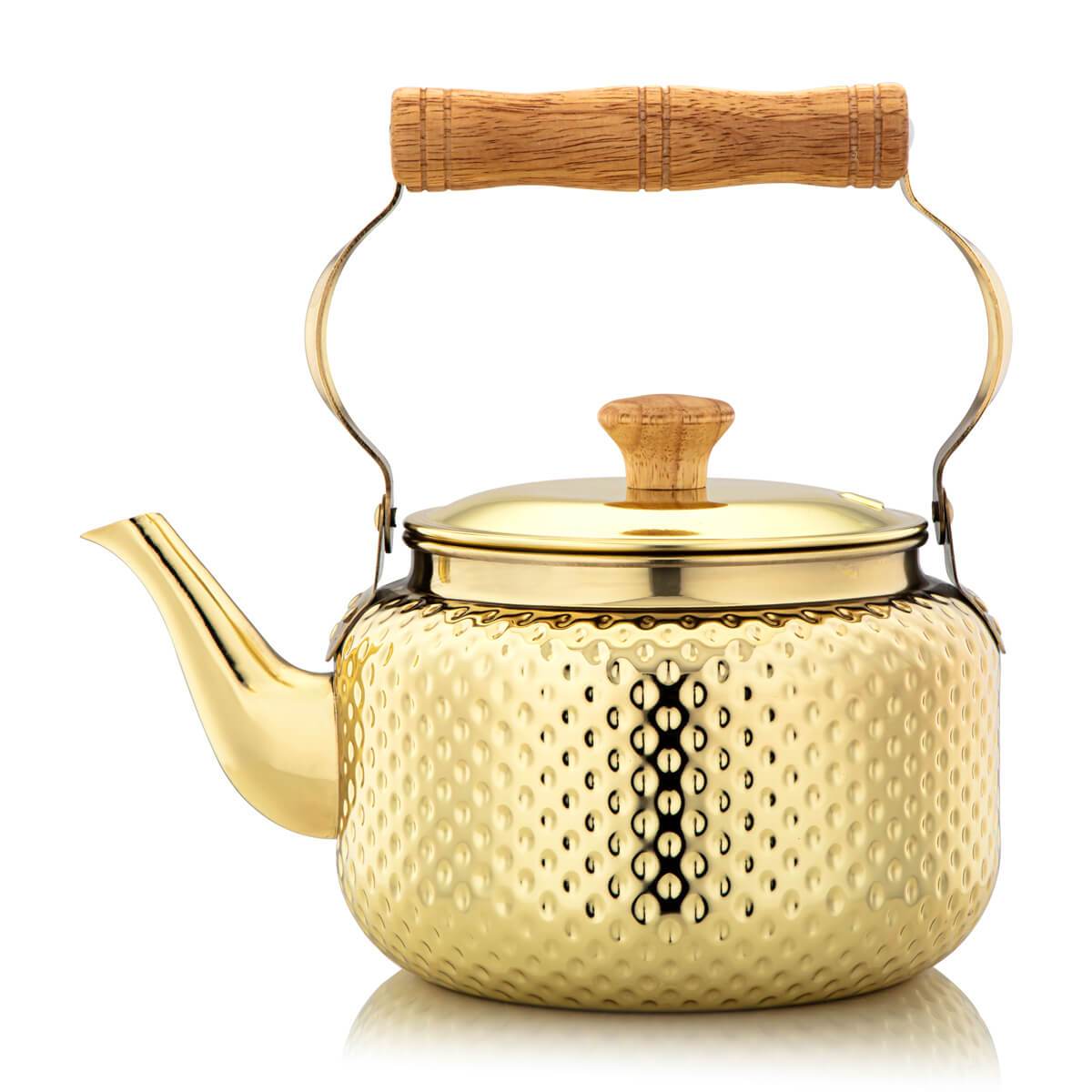 Almarjan 3 Liter Hammered Collection Stainless Steel Kettle Gold - STS0010599